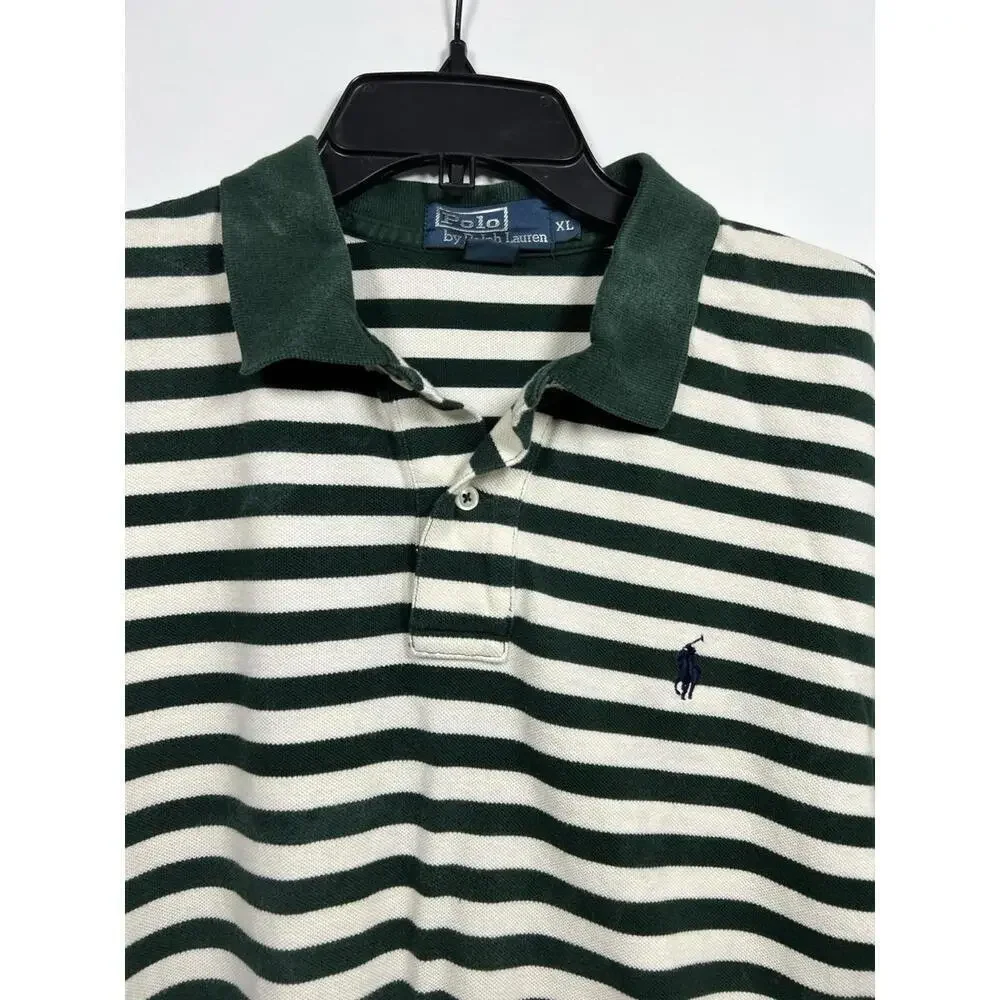 Lot Of 2 Polo Ralph Lauren Short Sleeve Polo Shirts XL Solid & Stripe Pony